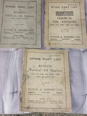 £16.50 • Buy 3 Vintage Ruston & Hornsby Vertical Oil Engine Spare Part List Catalogues 