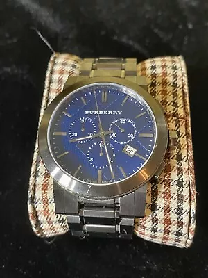 $187.49 • Buy Burberry Men's Swiss Chronograph Gray Ion-Plated Stainless Steel Bracelet Watch 