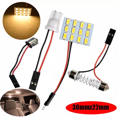 T10 Festoon BA9S Adapter Dome Roof Light 12 LED Warm Amber Lamp Panel Y1 F • $11.30