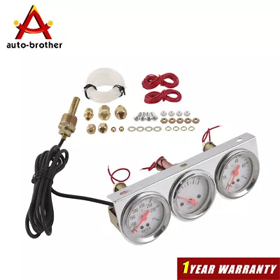 Triple Gauge Set Water Temp Oil Pressure Volt Meter 2'' 52mm Mechanical Chrome  • $23.86