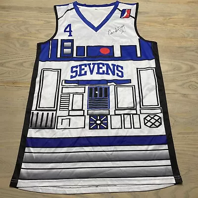 RARE Delaware 87ers Star Wars Night R2D2 Basketball Jersey XL #4 Signed￼ Sevens • $149.95