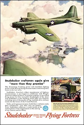 1943 WW2 AD STUDEBAKER Builds Wright Cyclone Engines For B-17s Great Art! 030924 • $7.48
