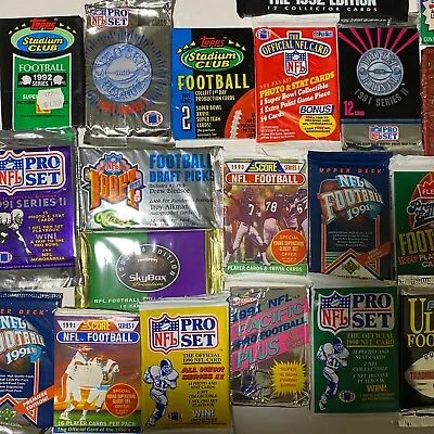 100 Vintage Football NFL Cards In Factory Sealed Packs Unopened Lot HOF Rookies • $16.99