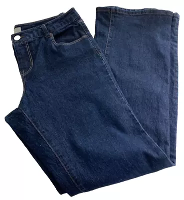 DOROTHY PERKINS DENIM JEANS 12 INDIGO BLUE Flare Leg Stretchy Mid Rise Stonewash • £15.97