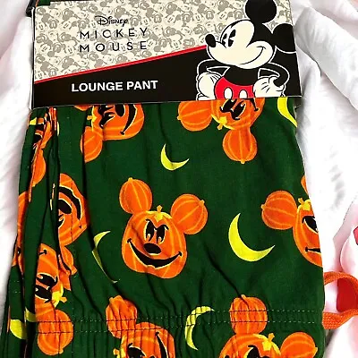 New Disney Lounge Pants L 34-36 Mickey Mouse Halloween Jack O Lantern Pumpkin • $14.99