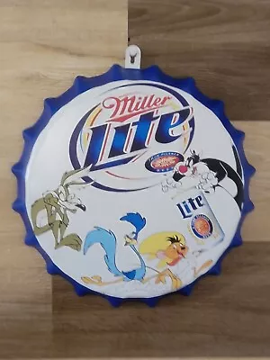 Rare Miller Lite Beer Bottle Cap Heavy Meta Sign Vintage Man Cave Bar Decor Sign • $19.77