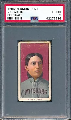 T206 Piedmont 150: VIC WILLIS Portrait Pittsburgh Pirates HOF Centered! ~ PSA 2 • $237.50