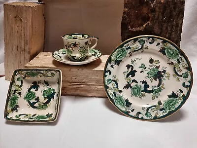 Masons Porcelain China Chartreuse Cup And Saucer Side Plate And Trinket Dish • £15