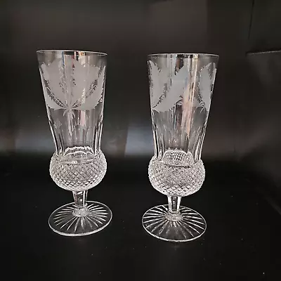 Edinburgh Crystal Thistle Pair Of Crystal Champagne Flutes • £153.99