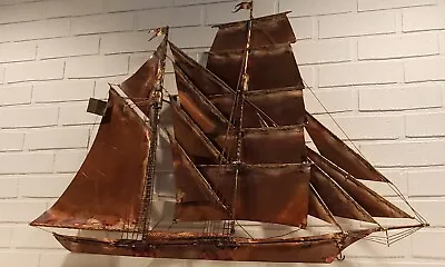 C.Jere Curtis Jere Artist Copper Mid Century Modern Clipper Ship Wall Sculpture • $449