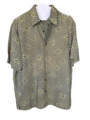 PERRY ELLIS  Mens Short Sleeve Button Down Shirt 100% Silk Size M • $8