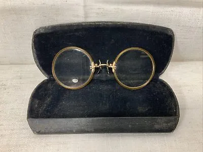 Vintage Round Glasses Gold Filled Pince Nez Nose Eyeglasses Spectacles Antique • $21.95