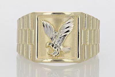 13.6mm Eagle Statement Band Men's Ring 14k Multi-Tone Gold 5.28 Grams Size 11.25 • $419.99