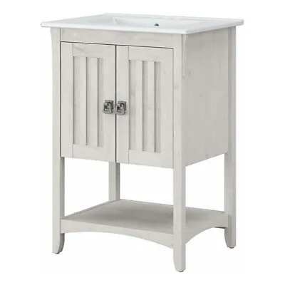Bush Salinas 24 W Engineered Wood Bathroom Vanity With Sink In Linen White Oak • $270.37