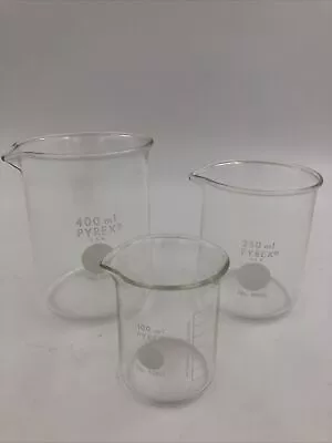 (3) Pyrex Glass Beaker 150 Ml 250 Ml 400 Ml Laboratory Chemistry Measurements  • $19.96