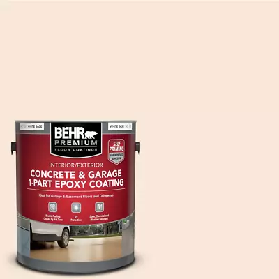 Concrete Garage Floor White Paint 1-Part Epoxy Satin 1 Gal. Self-Priming New • $59.01