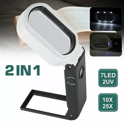 Magnifier 9 LED Light Magnifying Crafts Glass Lens Desk Lamp Rechargeable 10/25X • $20.79