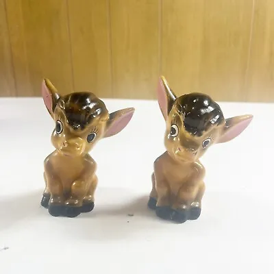 Vintage Japan Donkey Figurines Pair Set Of 2 Cute Kitsch Silly Ceramic Decor • $22.77