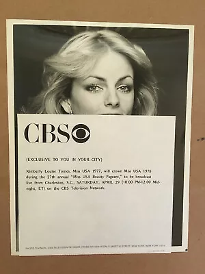 Kimberly Louise Tomes Miss USA 1977  Original Vintage Press Headshot Photo • $9