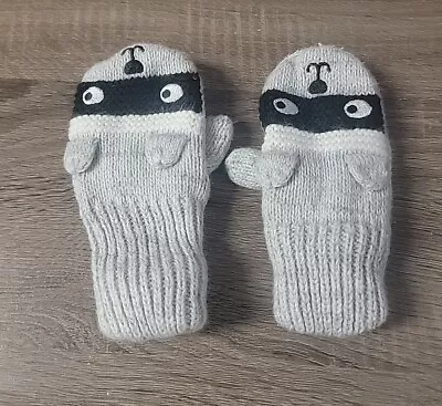 Cat & Jack Toddler Boy Mittens Raccoon Lined Gray Size 18-24 Months • $5.95