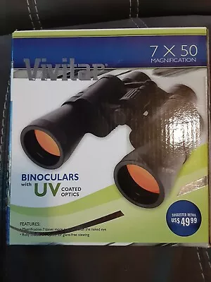 New Vivitar 7X50 Magnification Binoculars With UV Coated Optics & Carrying Pouch • $23.95