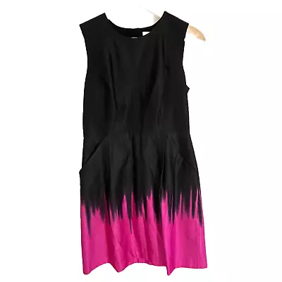 Milly Coco Dress Size 6 Sleeveless Ombre Dip Dye Sheath Black Pink Pockets * • $27.49