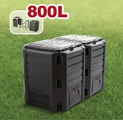 Double Composter Modular Bin Garden Waste Box Outdoor Weather- Resistant 800L • £62.95