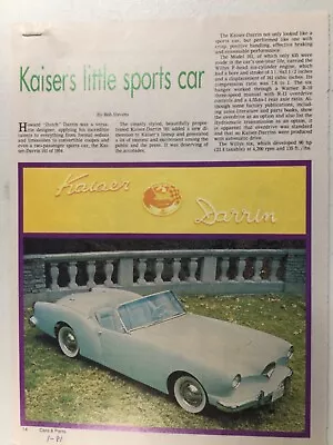 KKKMISC12 Vintage Article History 1954 Kaiser Darrin Jan 1981 3 Page • $9.99