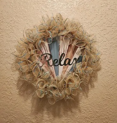 Scalloped Shell Wreath - Neutral Colors - Deco Mesh - Handmade • $25