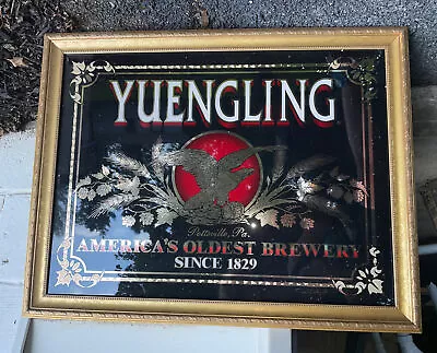 YUENGLING BEER MIRROR BAR SIGN D. G. YUENGLING & SON POTTSVILLE PA. 25  X  20 • $300