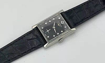 Longines Rare Vintage 1940’s 14K White Gold Diamond Dial Manual Watch Serviced • $1699