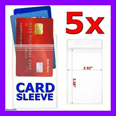 5 X Clear Plastic Zip Pouch Name Tag ID Swipe Card Holder PVC Badge Work Lanyard • $3.49