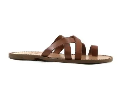 Mens Leather Thong Flip Flop Sandals Handmade In Italy In Vintage Cuir Leather • £98.40