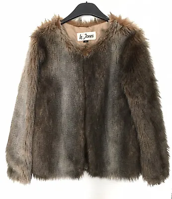 £7.99 • Buy H & Jones Brown Faux Fur Summer Spring Races Occasion Wear Jacket Coat Size 10