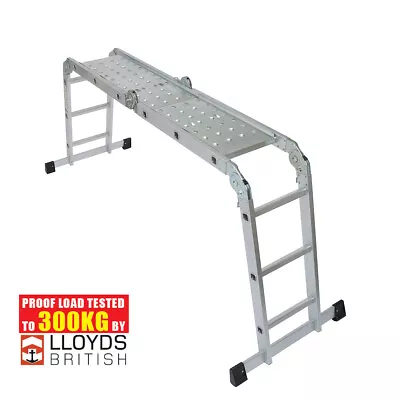 Ex Display 11-in-1 Aluminium Folding Ladder Multi Position Purpose Step Platform • £89.99