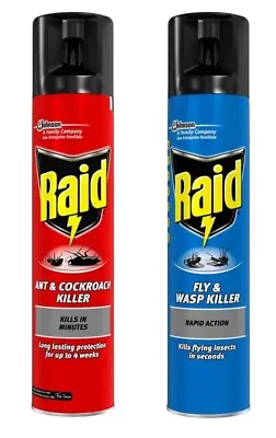 2 Spray CansRaid Fly Moths & Wasp Killer Rapid Spray-& Ant/Cockroach Killer • £12.30