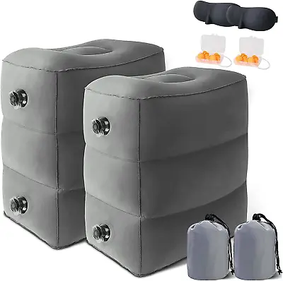 $46.99 • Buy 2 Pack Inflatable Foot Rest Pillow For Travel Accessories Kids Adults Airplane T