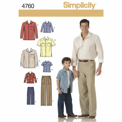 £13.05 • Buy SIMPLICITY Sewing Pattern 4760 Mens Boys Child Shirts & Trousers/Pants  S-l/s-xl