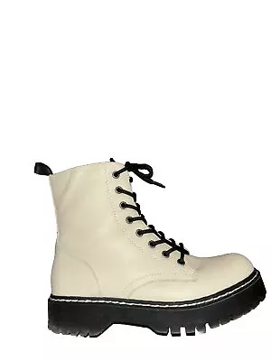 Sincerely Jules Leather Lace Up Combat Boots Side Zipper Size 9M • $76