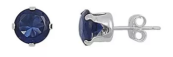 Sterling Silver Blue CZ Stud Earrings Round Brilliant Cut Fine Jewelry • $8.99