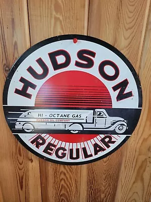 14in Hudson Regular Gasoline Oil Gas Vintage Style Steel Sign Wall Plate Decor • $30