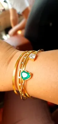 £1600 • Buy 18ct Not 22ct Gold Diamond And Emerald Bangle/ Bracelet 