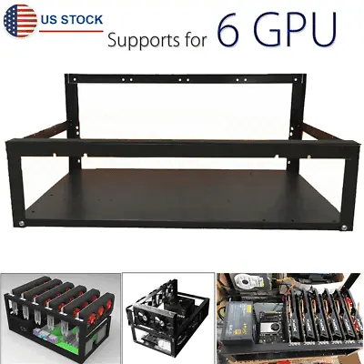 Black Open Air Mining Rig Frame Computer Case Bracket Holder Iron For 6 GPU 8GPU • $26.28