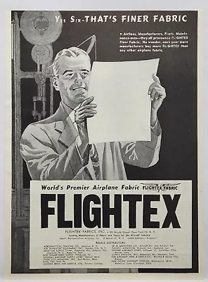 1945 Flightex Airplane Fabric & Tapes Vintage WWII Era Print Ad New York NY • $10.88