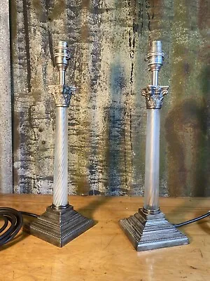 Vintage Pair Laura Ashley Columns Square Base Table Lamps • £59.99