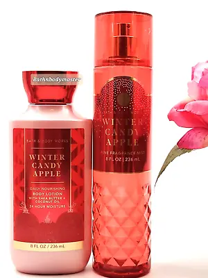 Bath And Body Works WINTER CANDY APPLE Body LOTION & Fragrance MIST Spray *SET* • $26.95