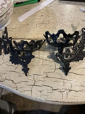 Vintage CAST IRON WALL MOUNT Oil Lamp Swing Arm Wall Bracket! Pair! • $13.50