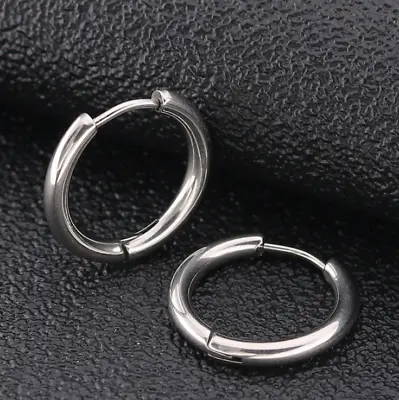 Men Women Stainless Steel Small Huggie Earrings Cartilage Lip Piercing Nose Hoop • $3.95