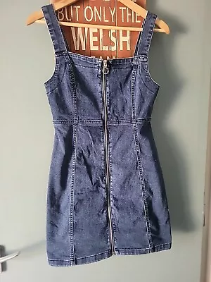 Primark Denim Co Size 8 Blue Zip Front Denim Sleeveless Dress (0423/06). • £8