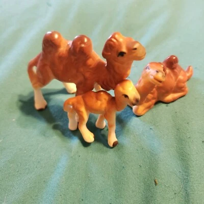 $5 • Buy Vintage Miniature Bone China Camel Figurine Family Set Of 3